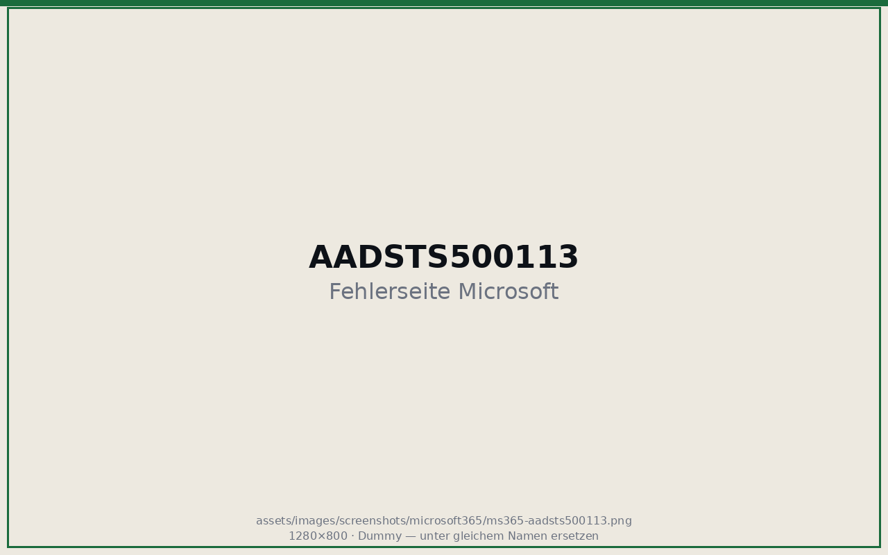 AADSTS500113 Beispiel